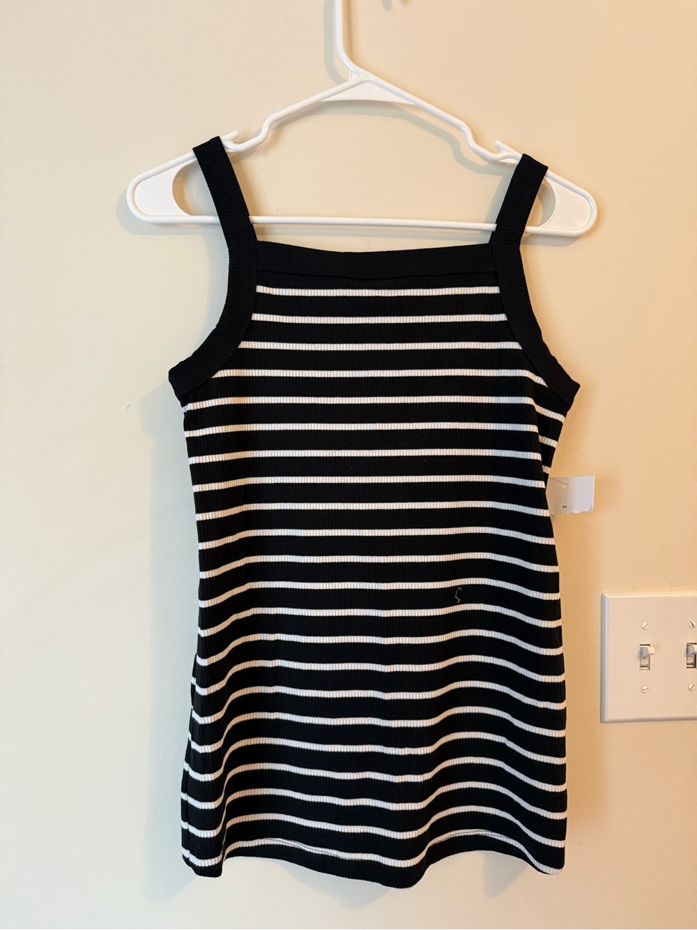 Black & White Striped Ribbed Tank Top